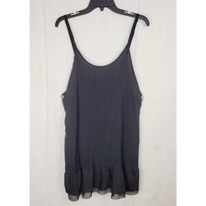RichCoco black raw ruffled hem slip dress Size large Retro Whimsigoth Coquette